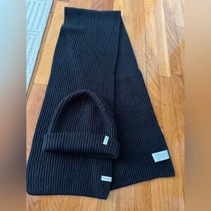 Calvin Klein Black Knit Scarf and Hat Set